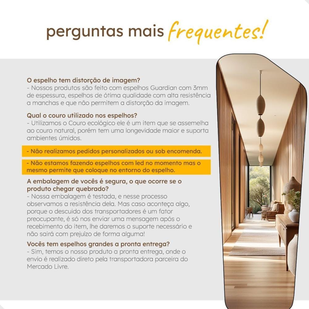 Miniatura Espelho Grande Decorativo Orgânico Pinterest 60x80 Texas Caramelo