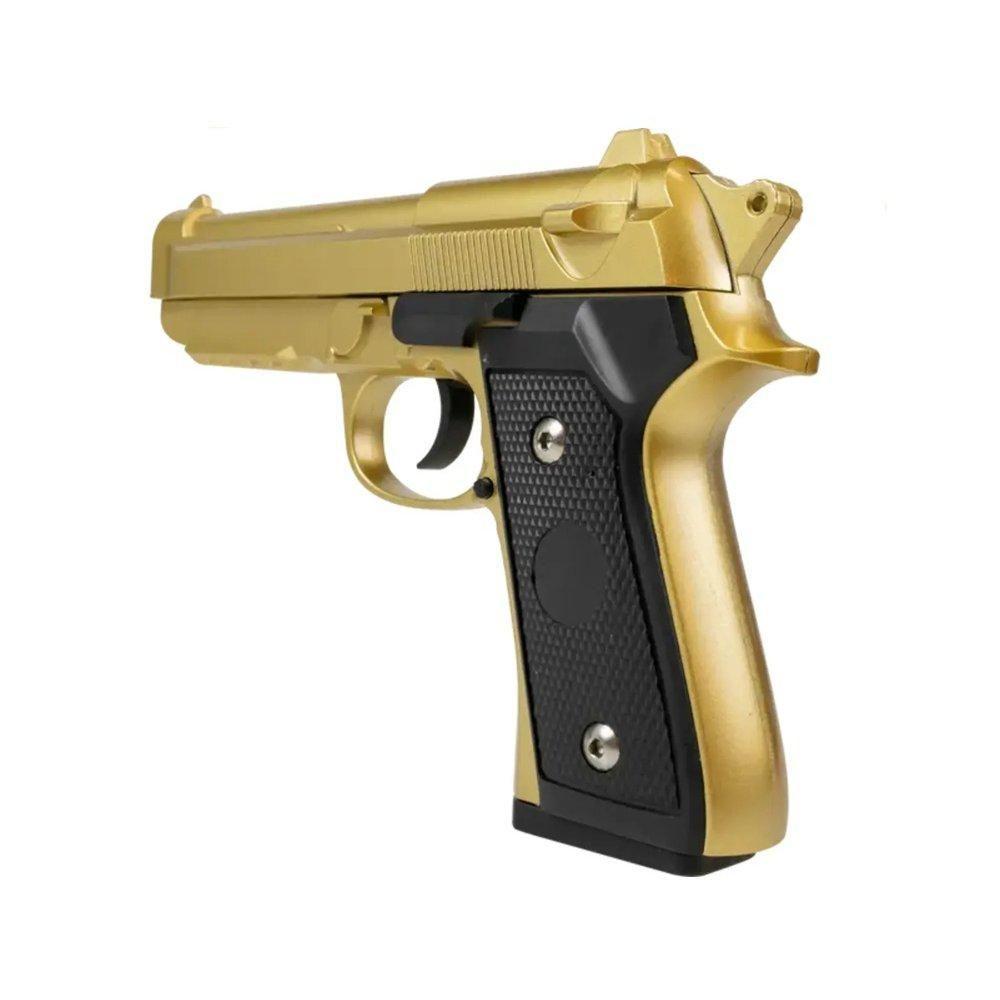 Pistola De Airsoft Vg Pt92 V22 Gold Mola 6mm - Rossi