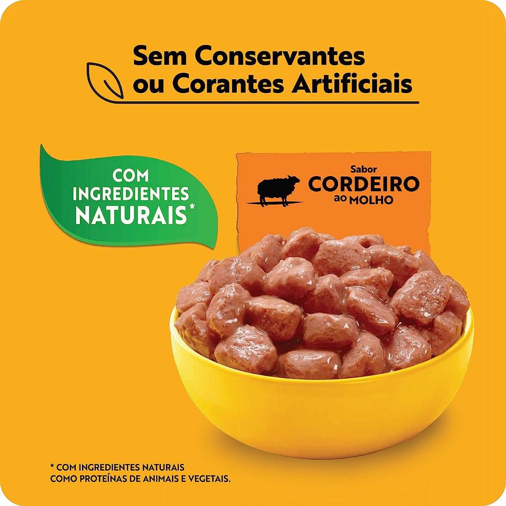 Ração Úmida Pedigree  Sachê Cordeiro ao Molho para Cães Adulto Raça Pequena 100g