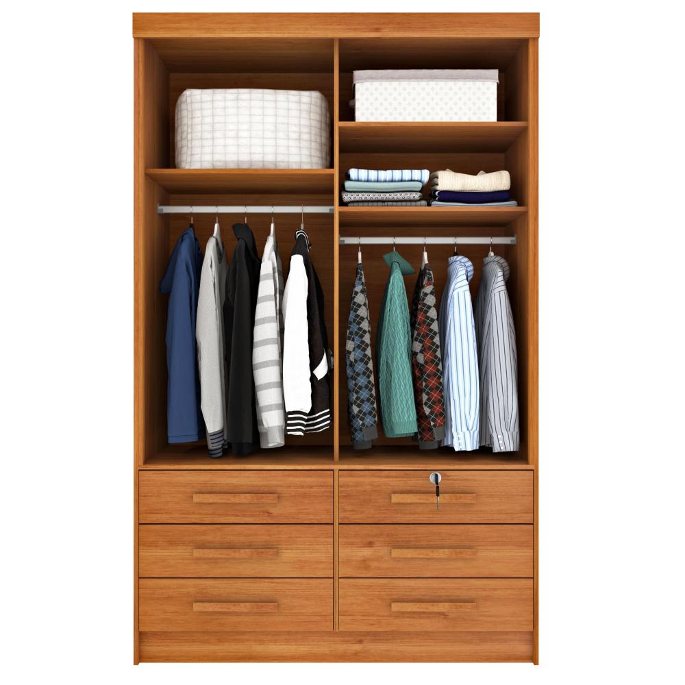 Guarda Roupa Solteiro com Espelho 2 Portas 6 Gavetas 133cm Chicago Guarda Roupa 2 Portas 6 Gavetas Chicago Tcil Móveis Cinamomo