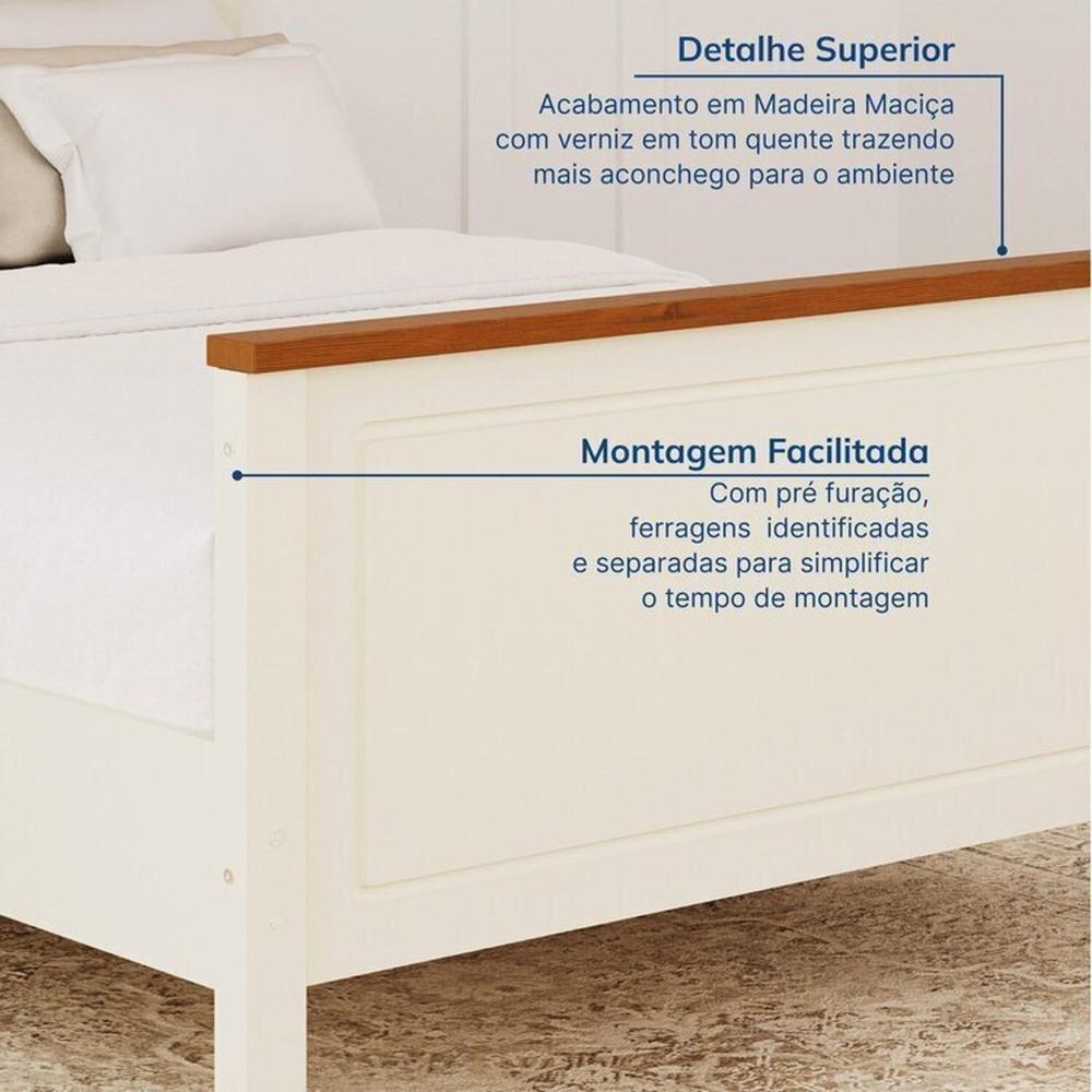 Conjunto Dormitório 1 Cama Queen 1 Mesa de Cabeceira 1 Cômoda Ananda CabeCasa MadeiraMadeira Imbuia/Offwhite