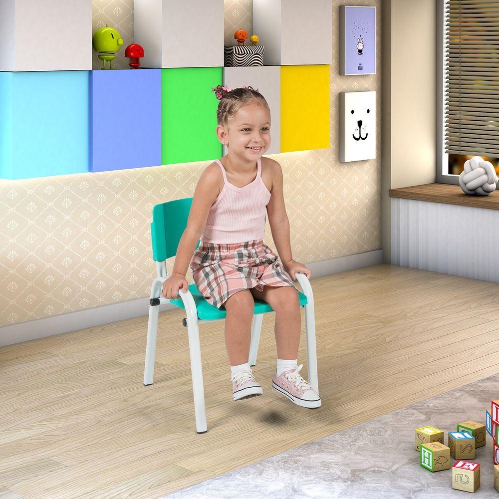 Miniatura Kit 10 Cadeiras Infantil Iso Escola Base Cinza verde Escuro