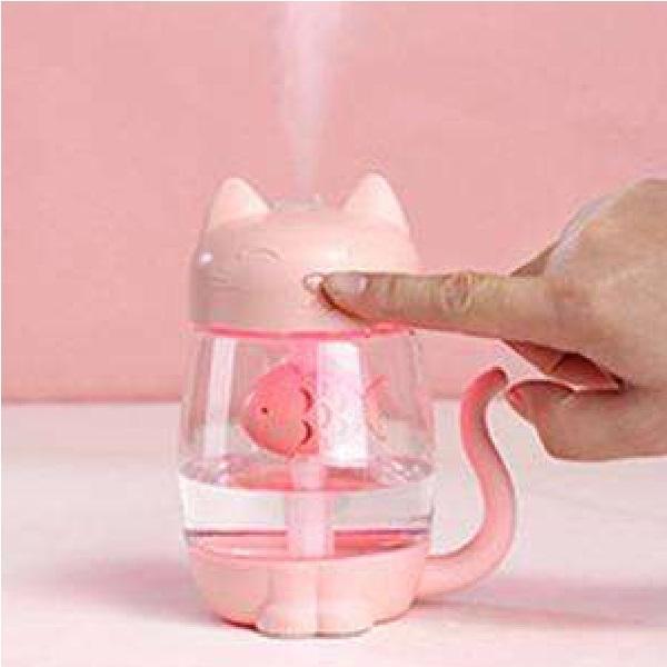 Miniatura Umidificador Ar Aromatizador Luminaria Gato - USB Portátil Abs/silicone - Usb - Umidificador - Bivolt automático