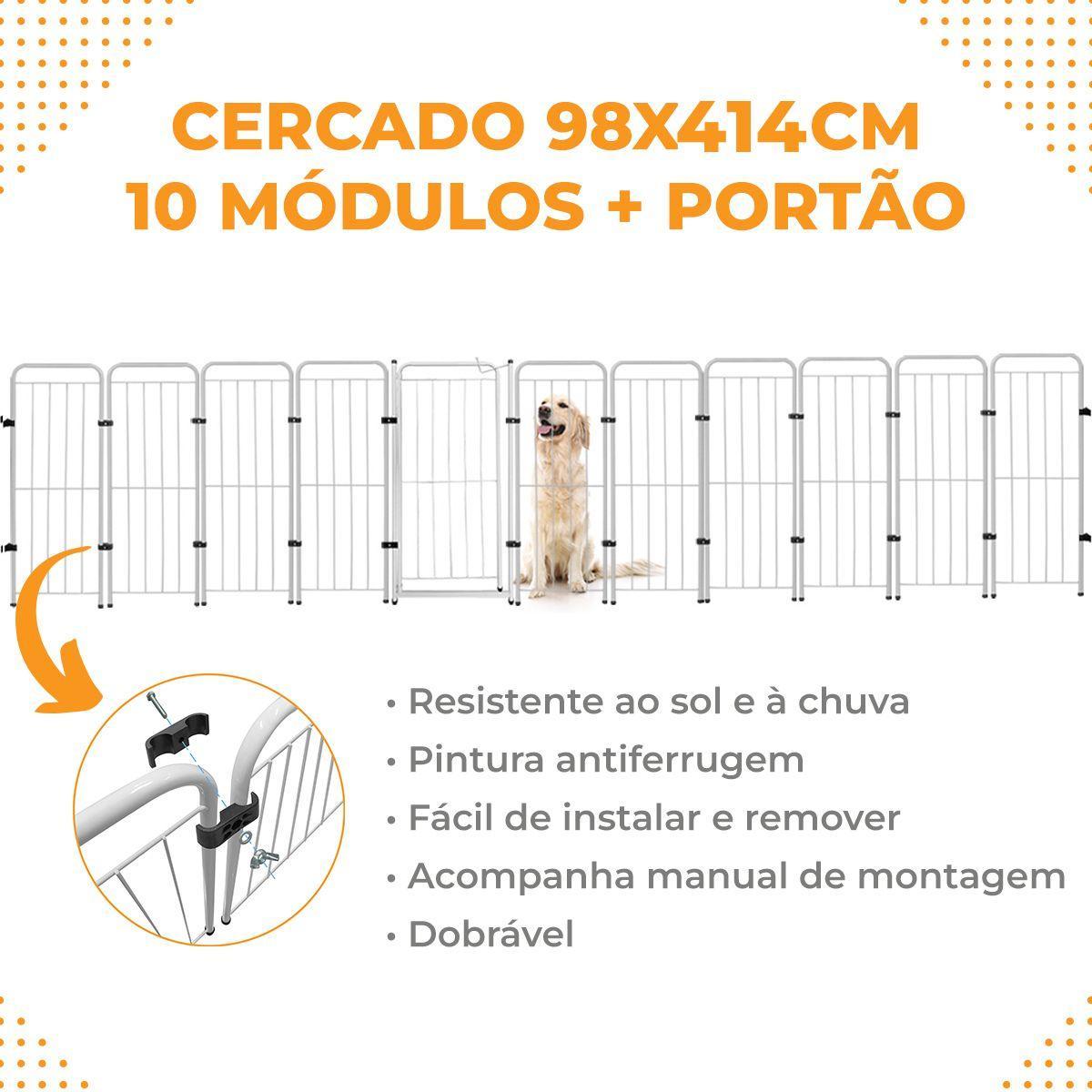 Miniatura Cercado Grande Cachorro Pet Grade 10 Módulos+Portão