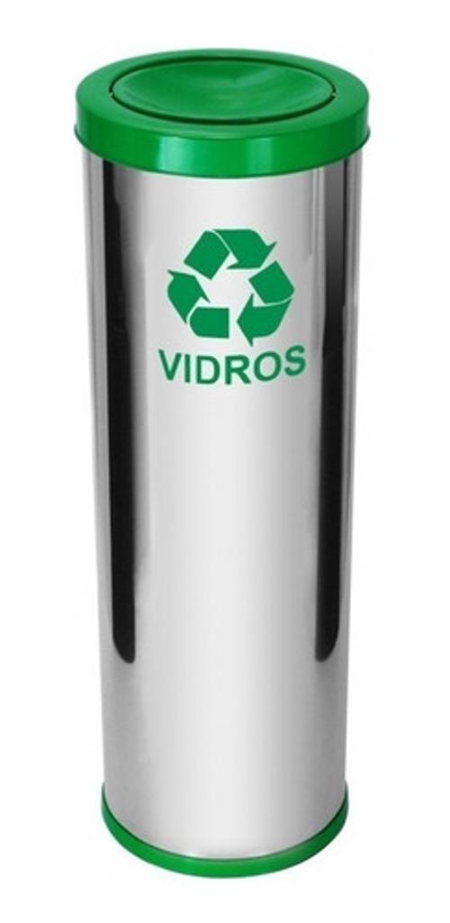 Lixeira Em Aço Inox Com Tampa Meia Esfera Plástica 22L