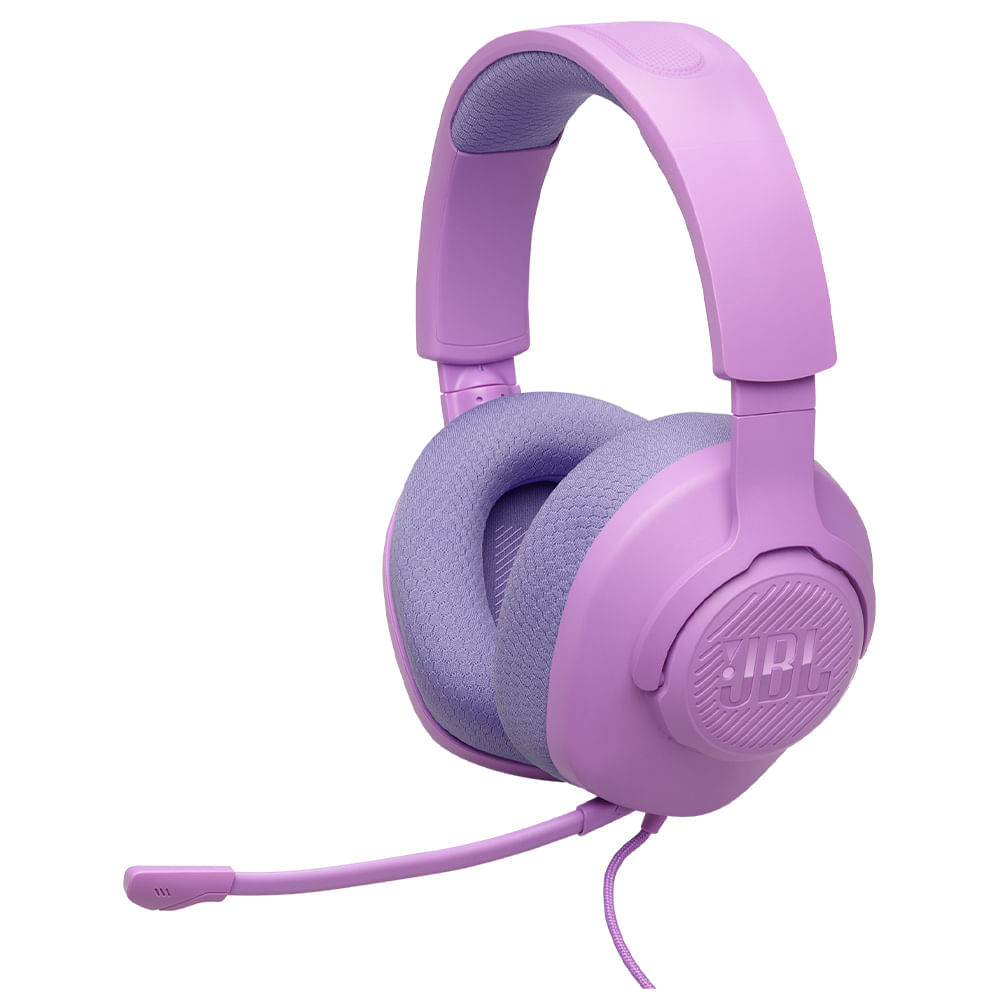 Miniatura Fone de Ouvido JBL Quantum 100 M2 Headset Gamer Rosa e Lilás Microfone Boom Destacável