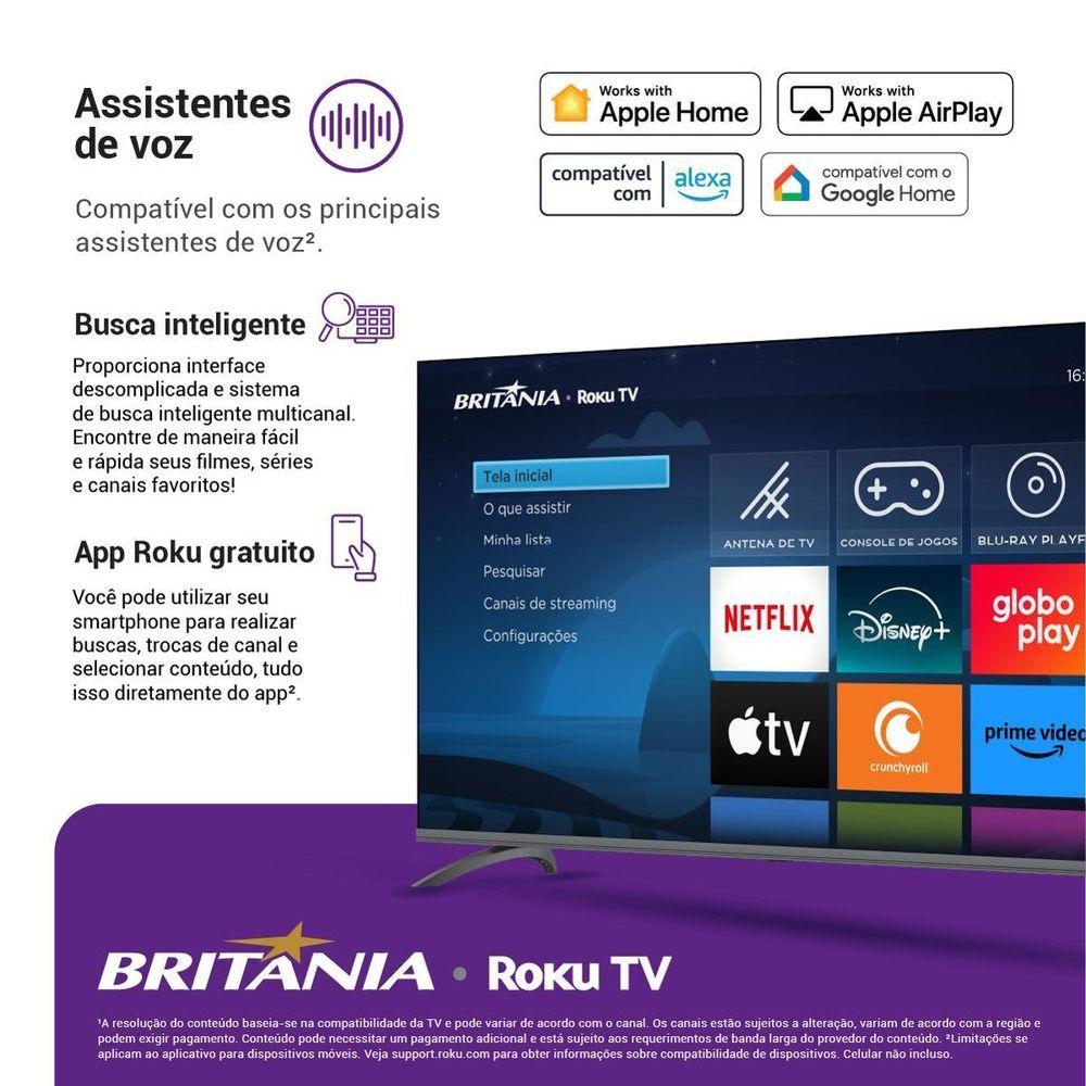 Miniatura Smart TV 50” Britânia Roku TV LED Dolby Audio BTV50G3ERSGB Bivolt