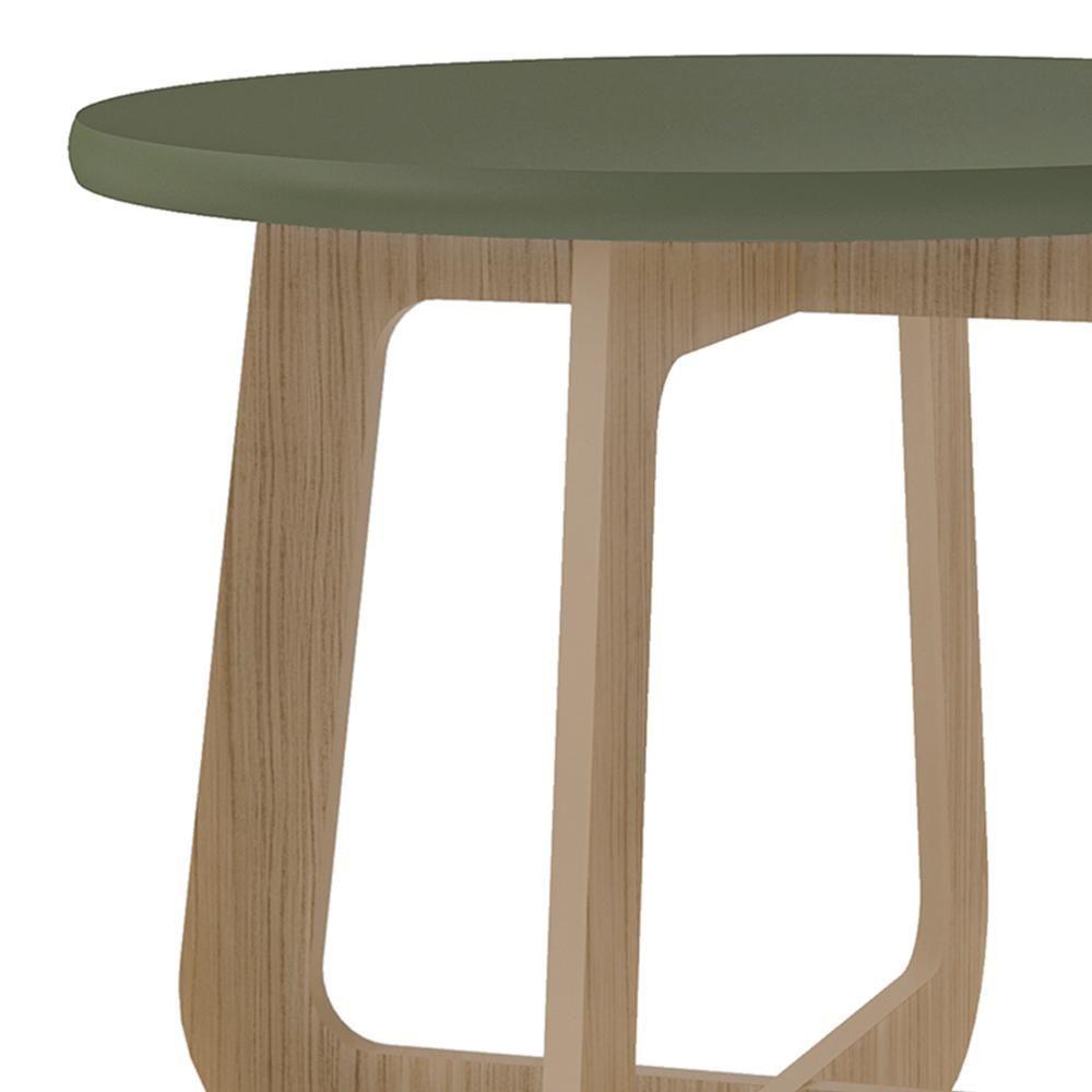 Miniatura Mesa Centro Redonda 65cm Para Sala Mdf Rexxar Menta/carvalho A09 - Mpozenato