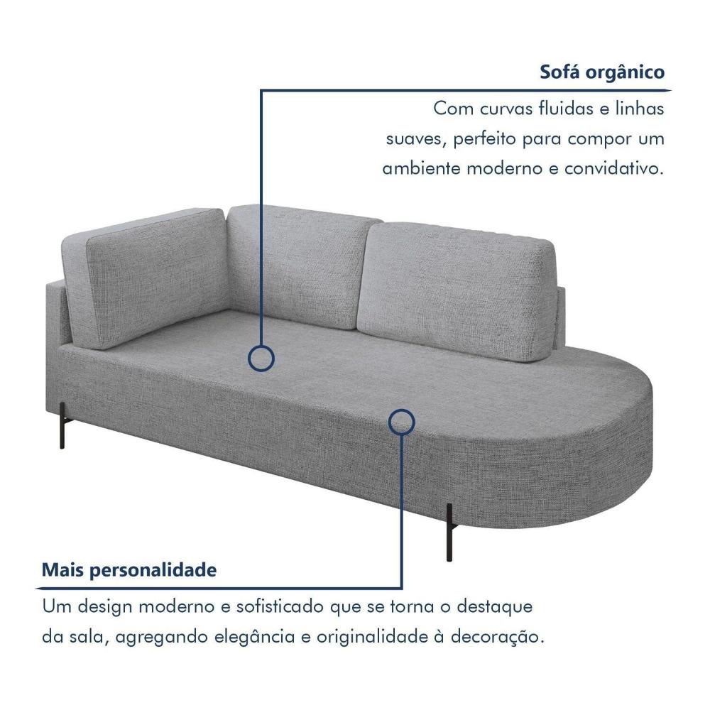 Miniatura Sofá Living Orgânico 2 Lugares 165cm Norten Cinza