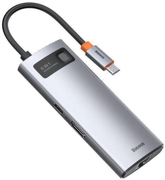Miniatura Hub Dock Station Baseus 6 Em 1 Usb C Hdmi Rj45 Thunderbolt 3