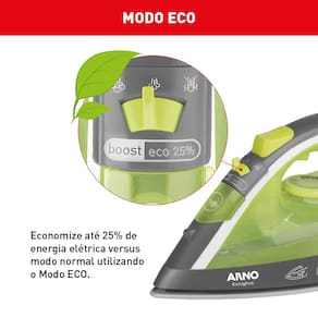 Ferro de Passar a Vapor Arno Ecogliss FEC1 com Spray e Base Cerâmica - Verde 110V