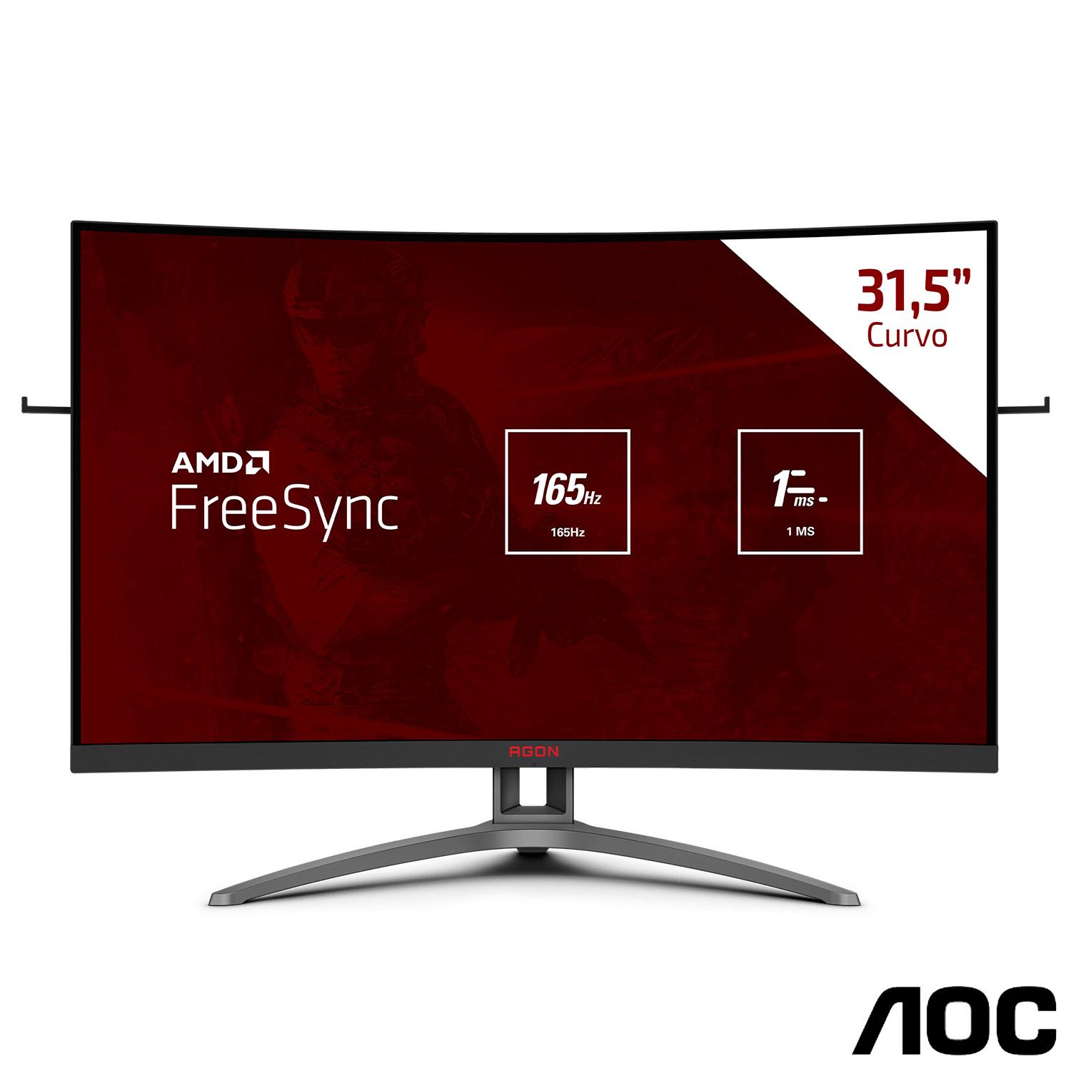 Miniatura Monitor Gamer 31,5" AOC Agon Curved Widescreen LED de 165Hz e 1ms, Painel VA, FreeSync - AG323FCXE Bivolt