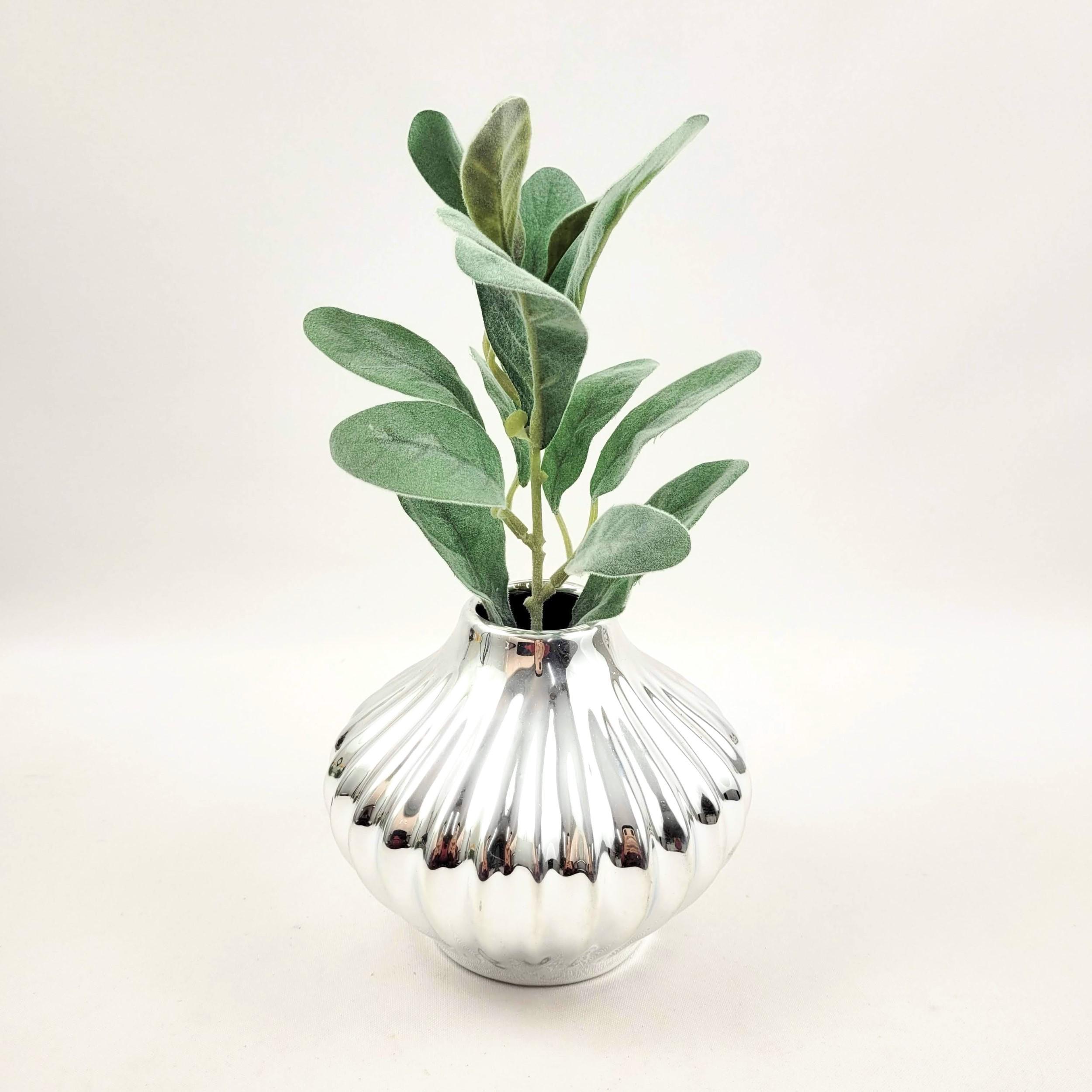 Folha De Orelha De Cordeiro Flocada 37Cm Planta Artificial