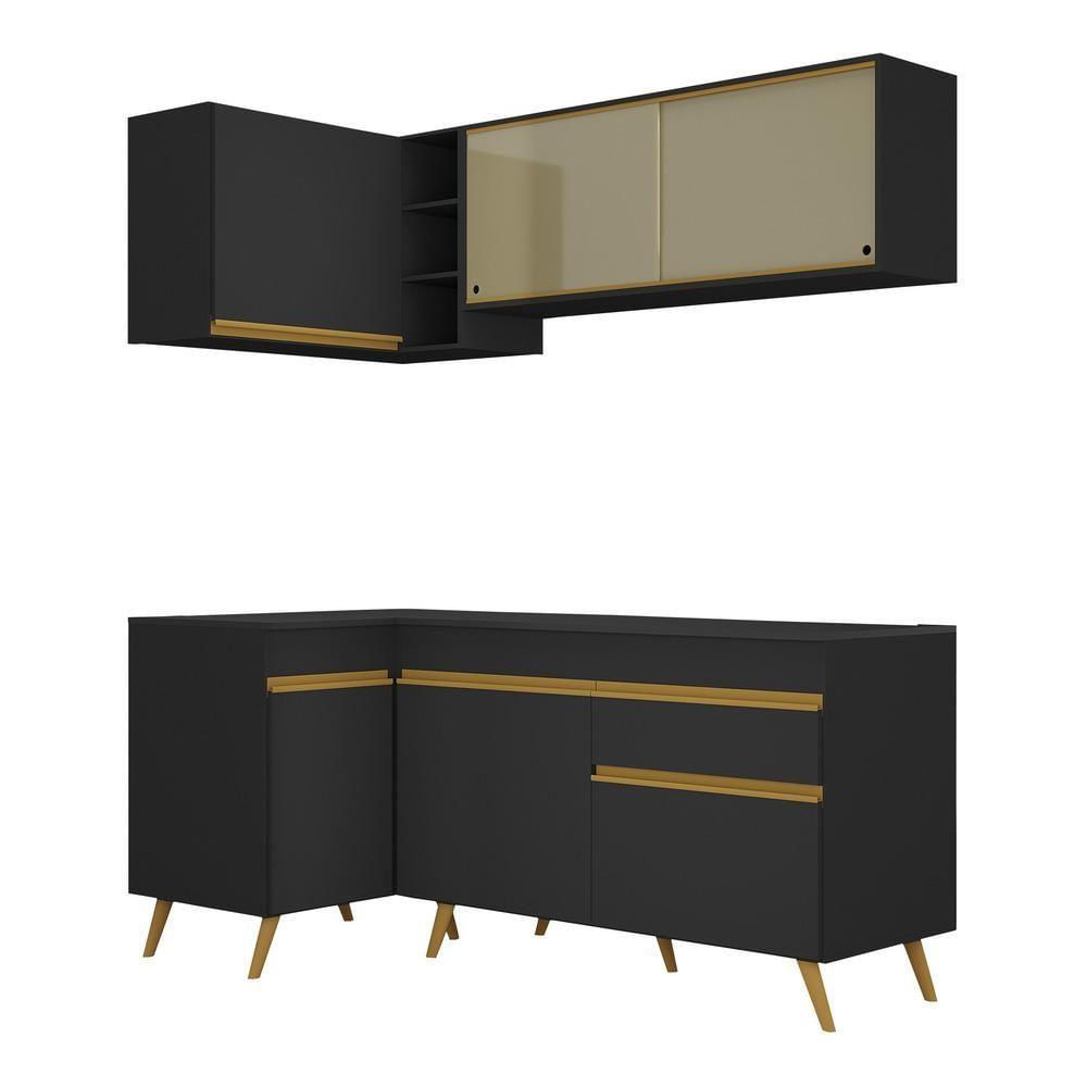 Miniatura Armário De Cozinha Compacta De Canto V2056Dourado