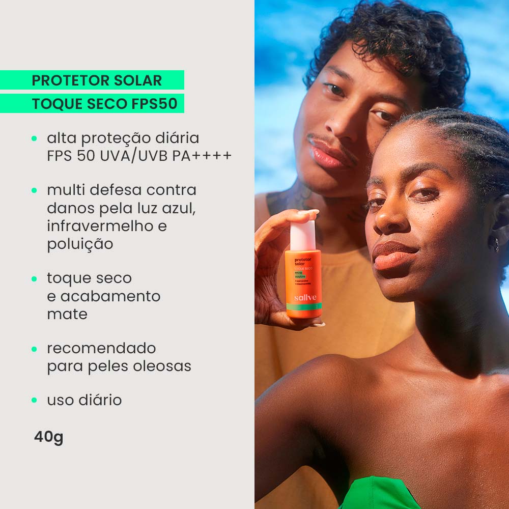 Miniatura Protetor Solar Facial Toque Seco Sallve FPS50 40g