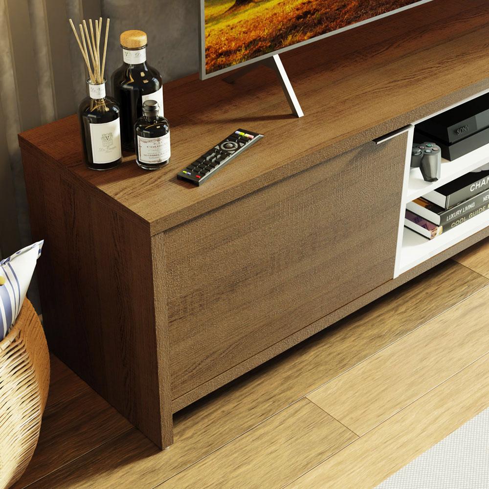 Rack para TV até 75 Polegadas 180 cm 2 Portas Rustic/Branco Metz Madesa Rustic