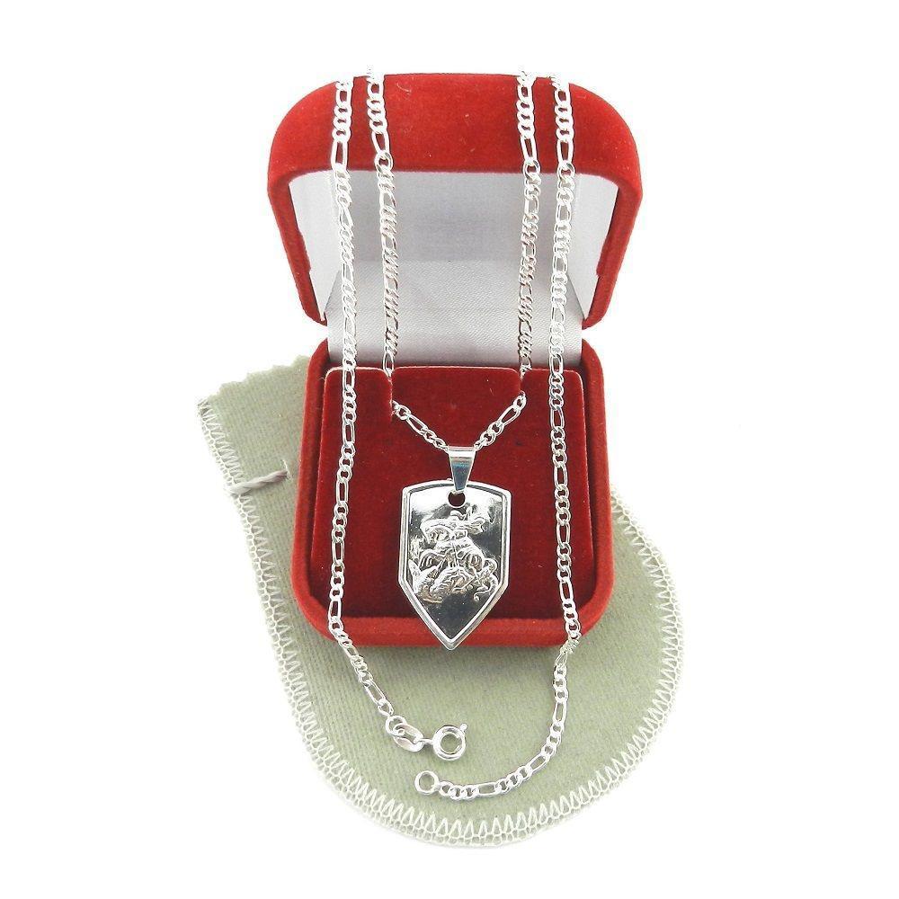 Miniatura Corrente Masculina 50Cm 2Mm São Jorge Folheada Prata Cr233