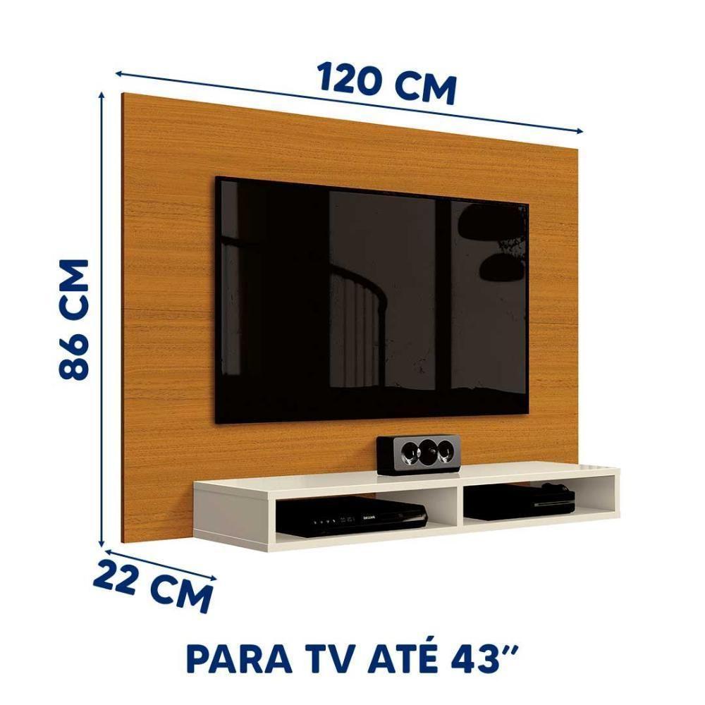 Miniatura Painel Para Tv Com Nicho Até 43 Polegadas 1,20m Fox New Jm Móveis - Cedro Off White Cedro Off White