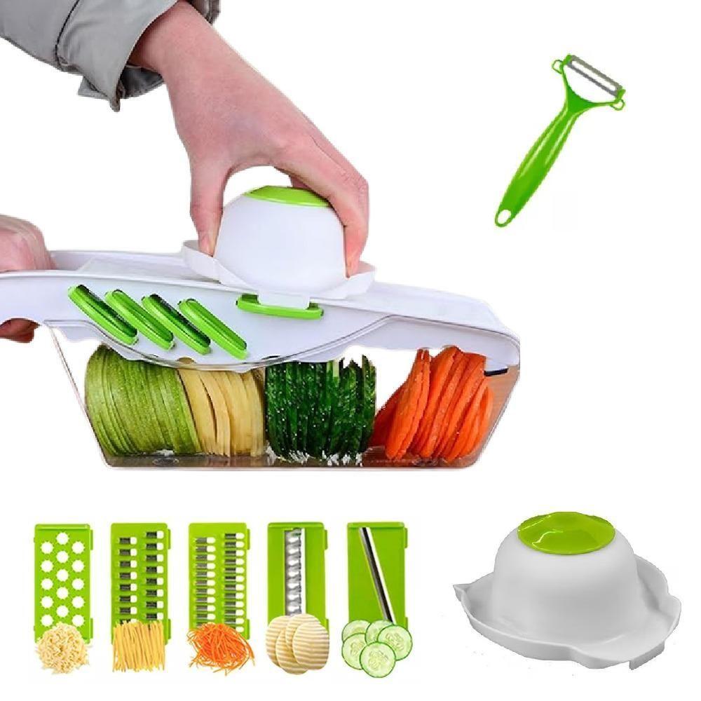 Miniatura Cortador Legumes Inox 6 Lâminas Fatiador Ralador Descascador