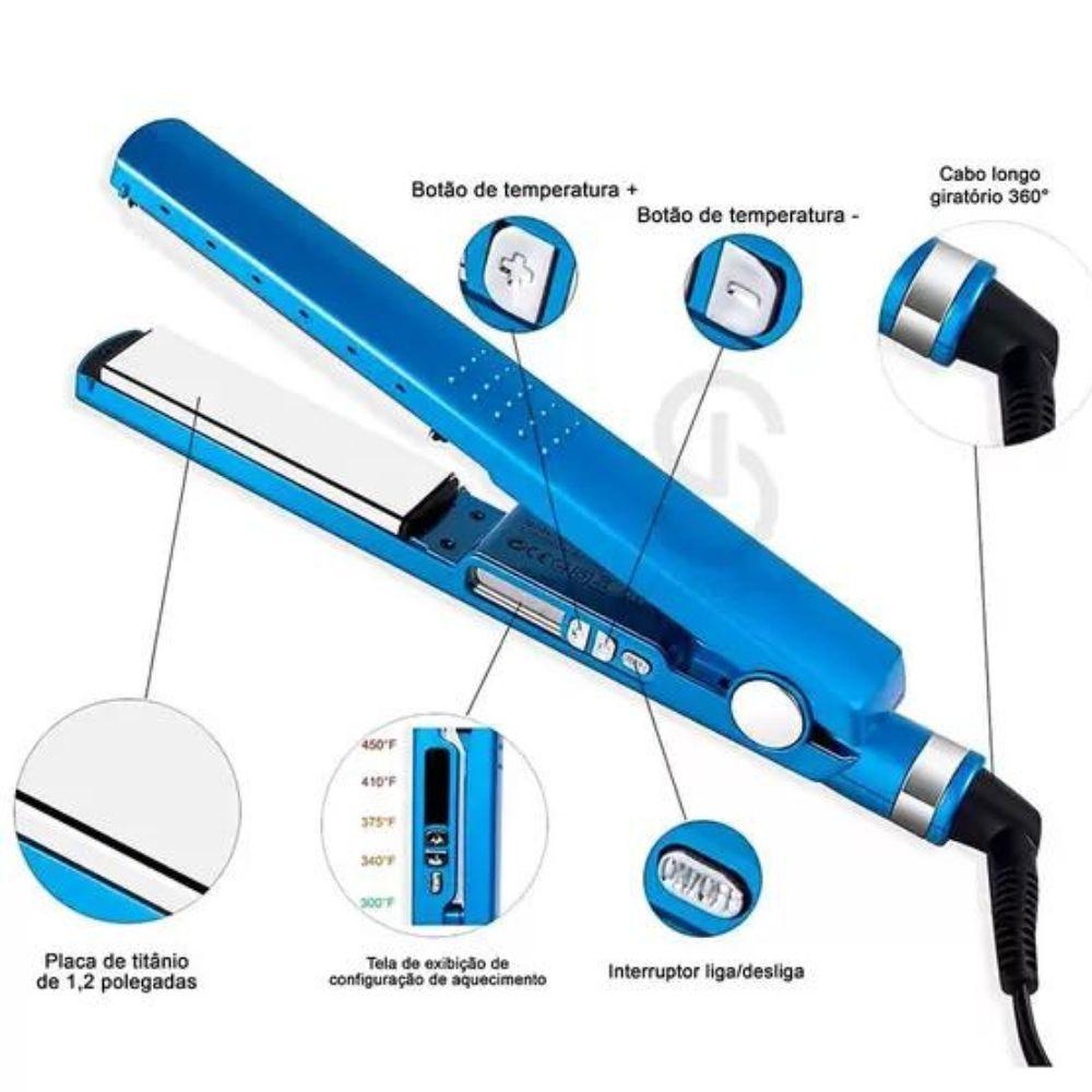 Miniatura Chapinha Profissional Bivolt 450º Nano Titanium Alisa Cabelo