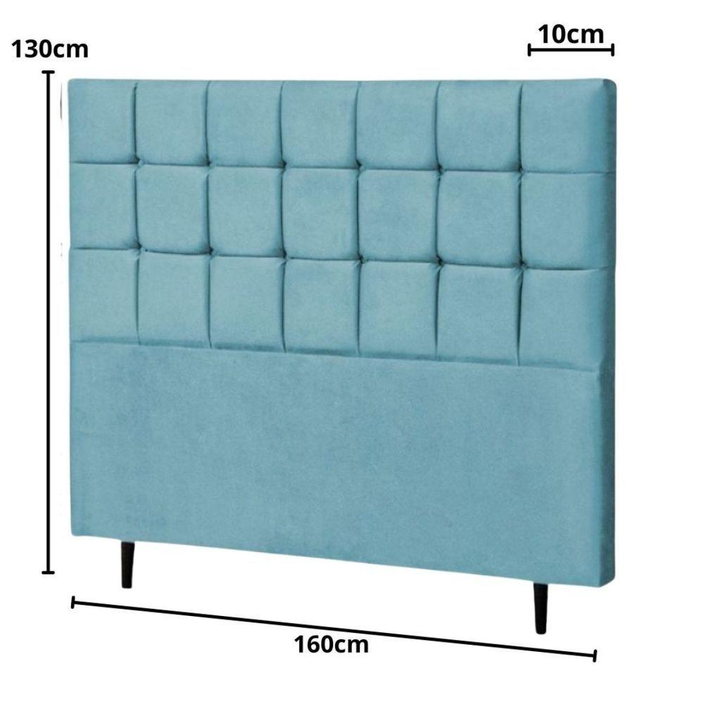 Miniatura Cabeceira Estofada Queen 160 Cm Espanha Suede Azul Turquesa