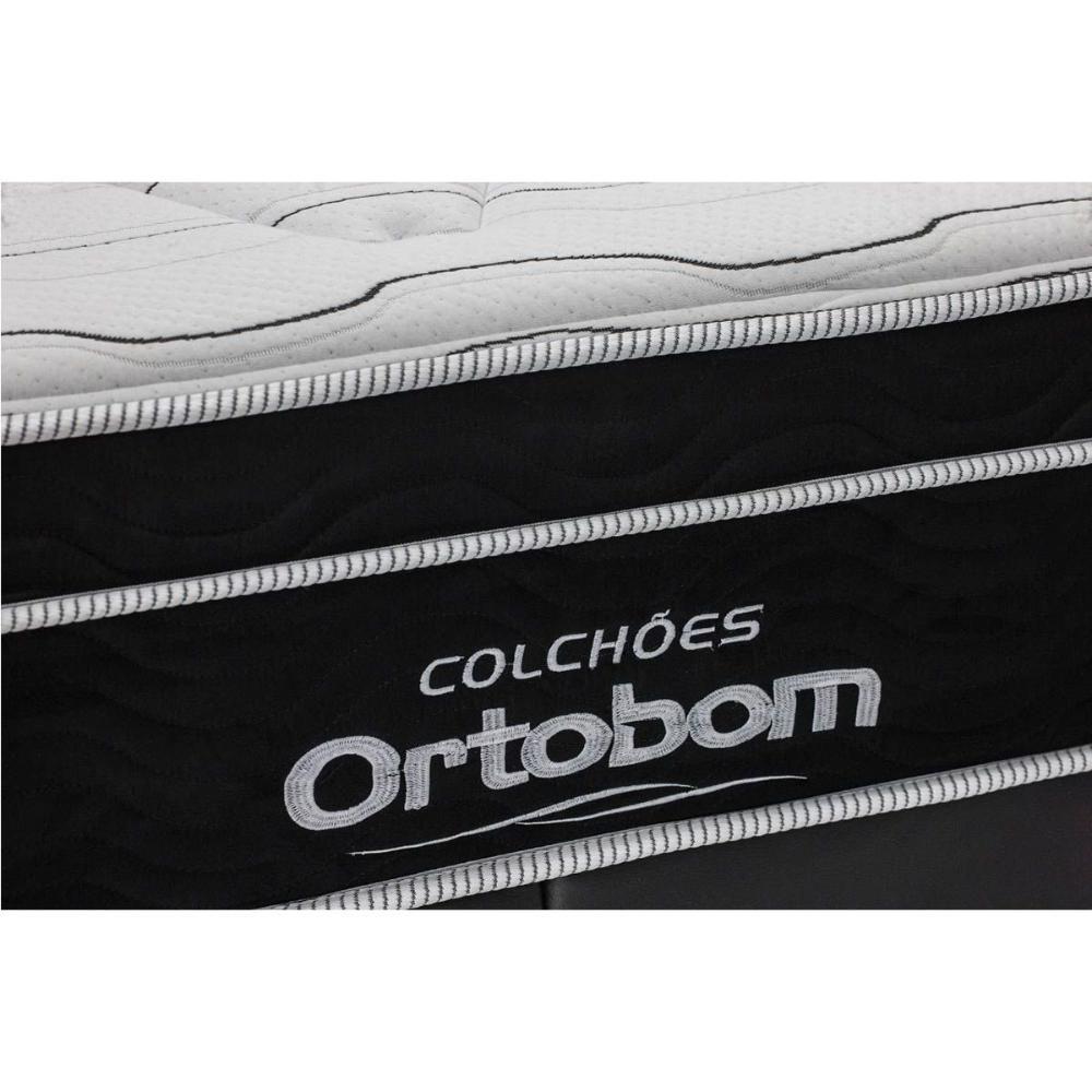 Miniatura Cama Box Solteiro: Colchão Molas Superpocket Ensacadas Ortobom Elegant + Base Crc Suede Black (88x188)