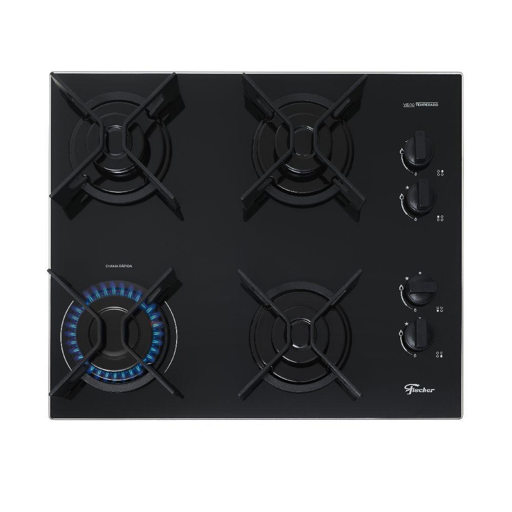Miniatura Cooktop Fit Line Fischer 4 Bocas Vidro Preto Chama Rapida BIVOLT 36310-102671