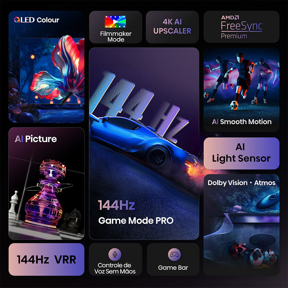 Smart TV Hisense QLED 4K 85" Polegadas com Dolby Vision, Dolby Gaming, Alexa e Google - 85Q7QG Bivolt