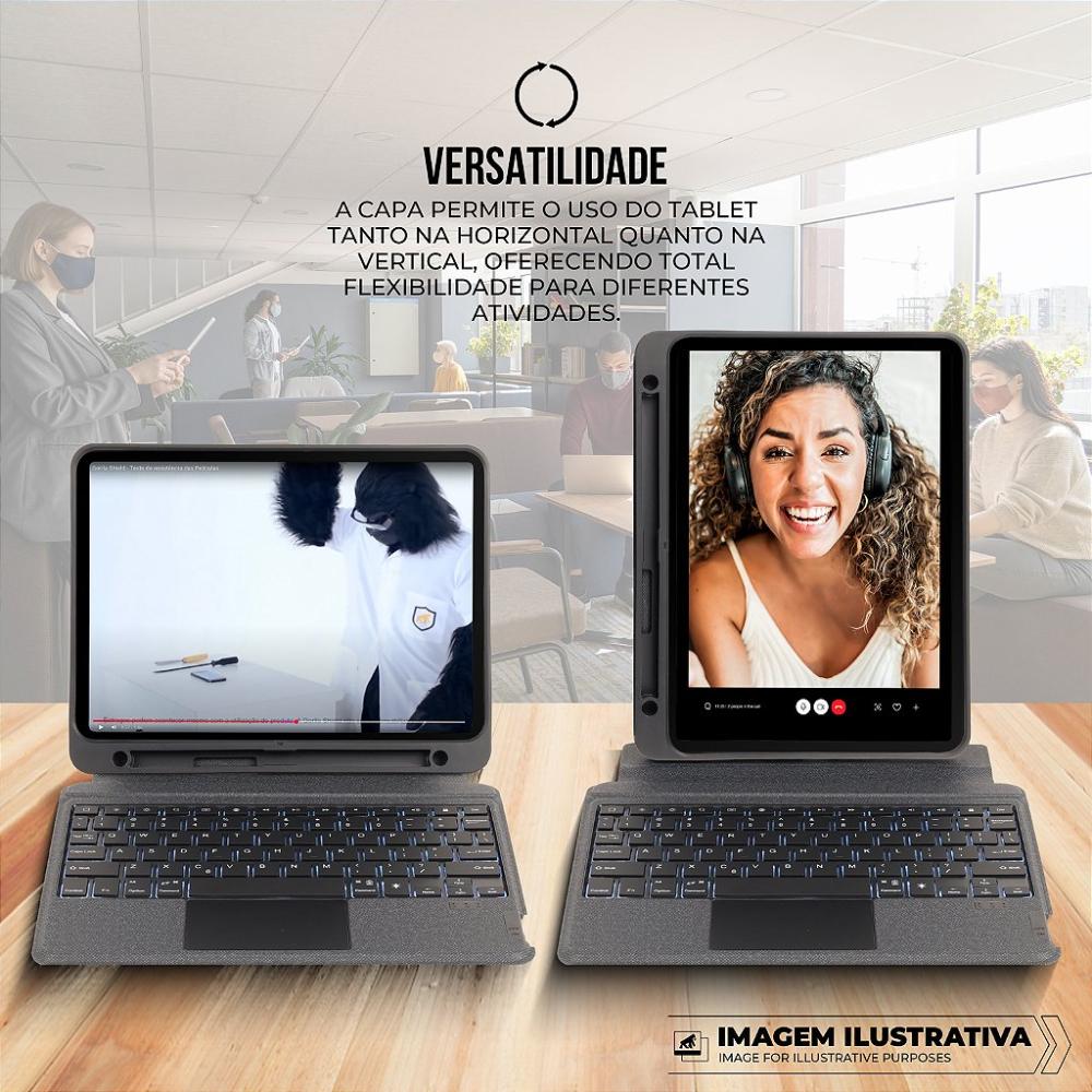Capa para iPad de 10.9" e 11" com Teclado Touchpad, suporte