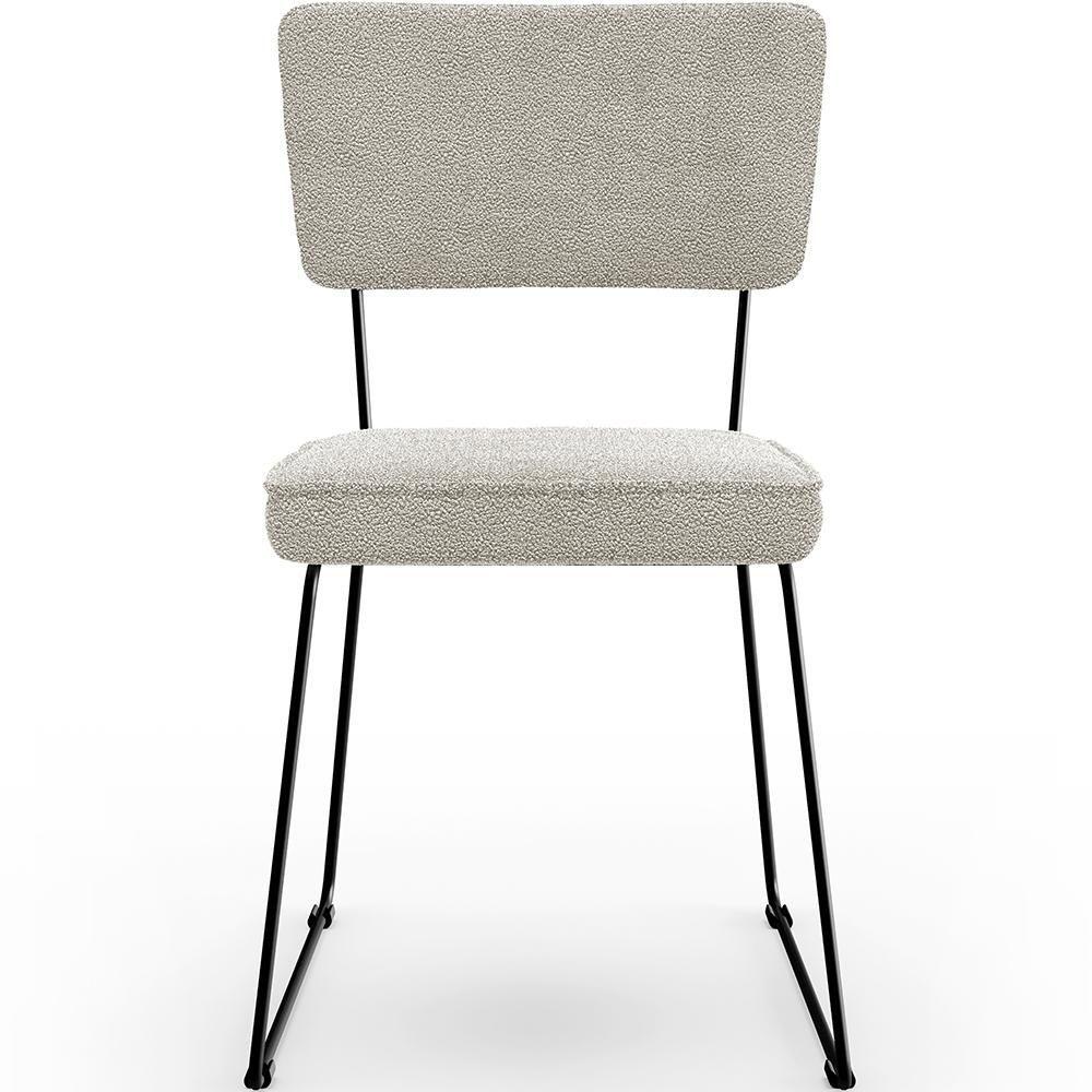 Miniatura Kit 04 Cadeiras Base De Aço Allana L02 Bouclê Creme