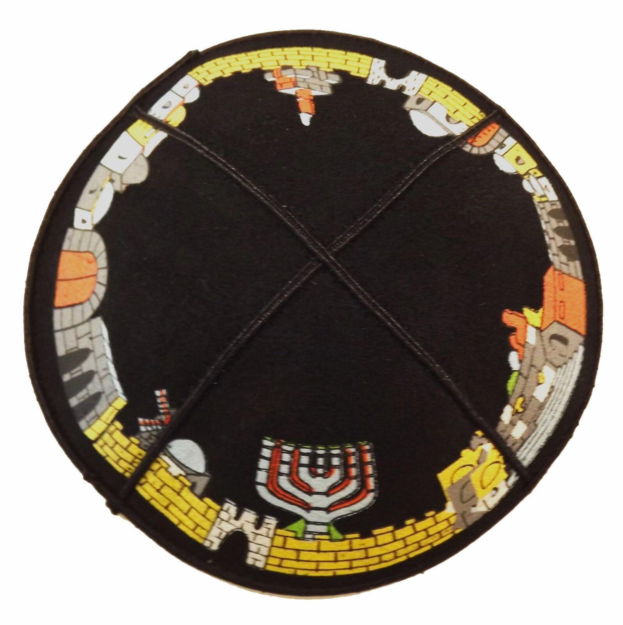 Miniatura Kipa Judaico De Couro Preto - Importado De Israel