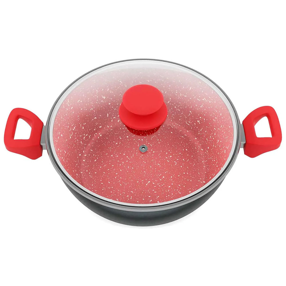 Panela Philco Redstone com Tampa de Vidro 4,6L Cinza e Vermelho