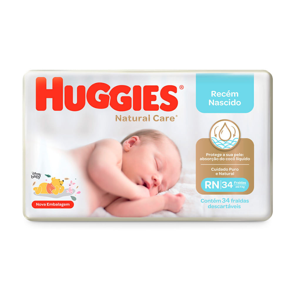 Miniatura Fralda Descartável Huggies Natural Care Recém Nascido 34 Unidades