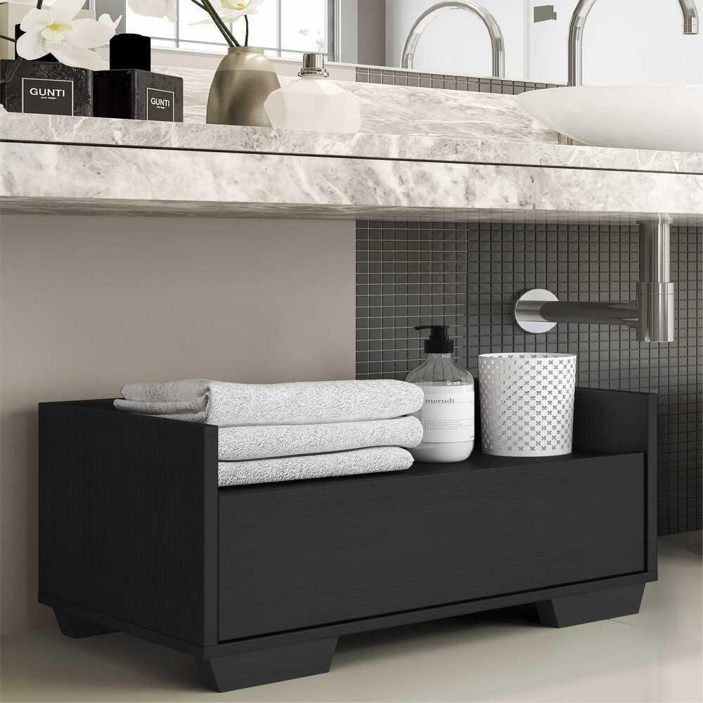 Gabinete Armário Banheiro 80 Cm com Pés Quadrados