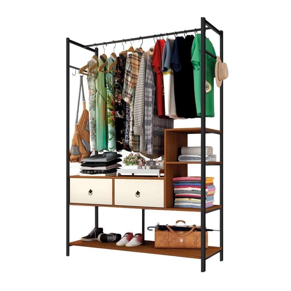 Miniatura Guarda Roupa Industrial Mazzara Preto Canela Off White