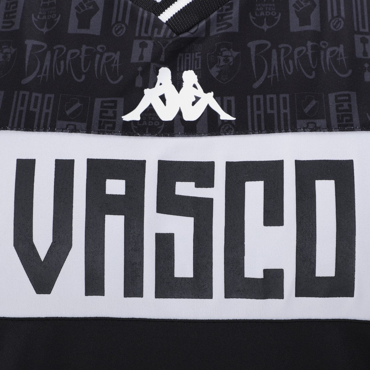 Miniatura Camisa Vasco Kappa Supporter New Masculina Preto+Branco - EGG