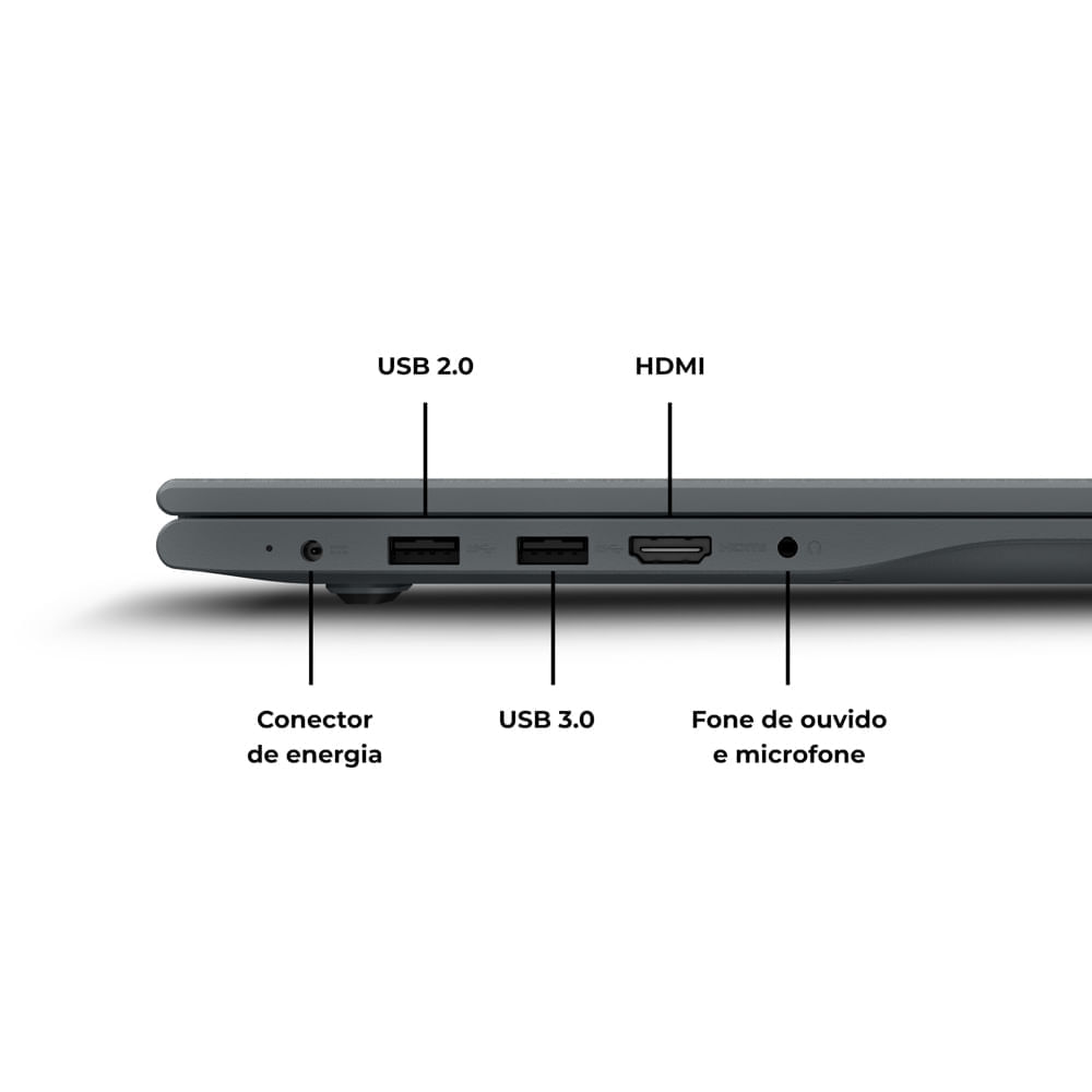 Notebook Positivo Vision C14 Intel® Celeron® Linux 4GB 128GB eMMC 14” HD Lumina BAR – Cinza