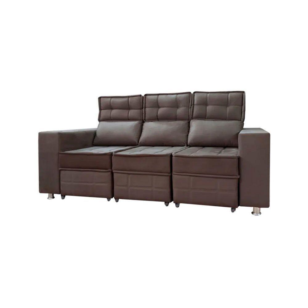 Miniatura Sofá Retrátil E Reclinável 3 Lugares Londres 1.90cm Com Molas Suede Speciale Home Café