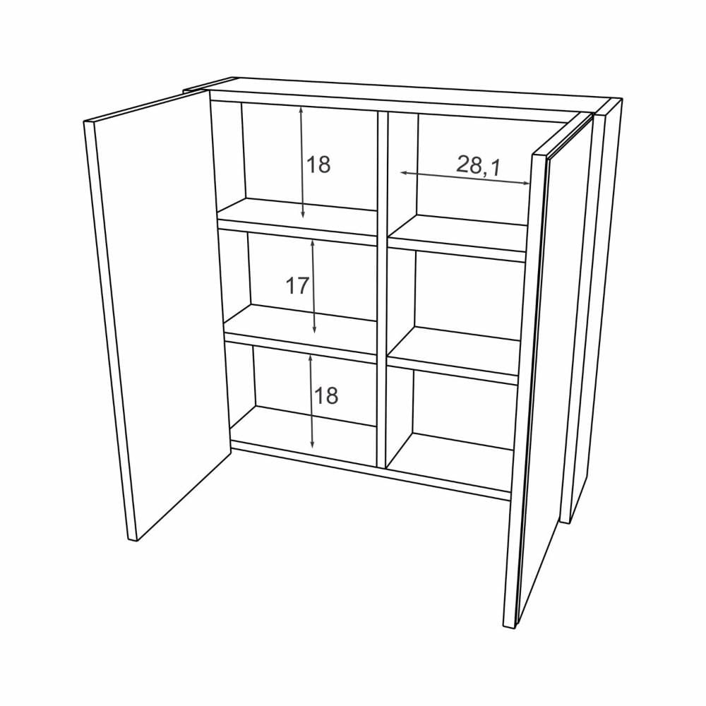 Gabinete para Banheiro com Espelheira Litto Estilare Preto/Amadeirado