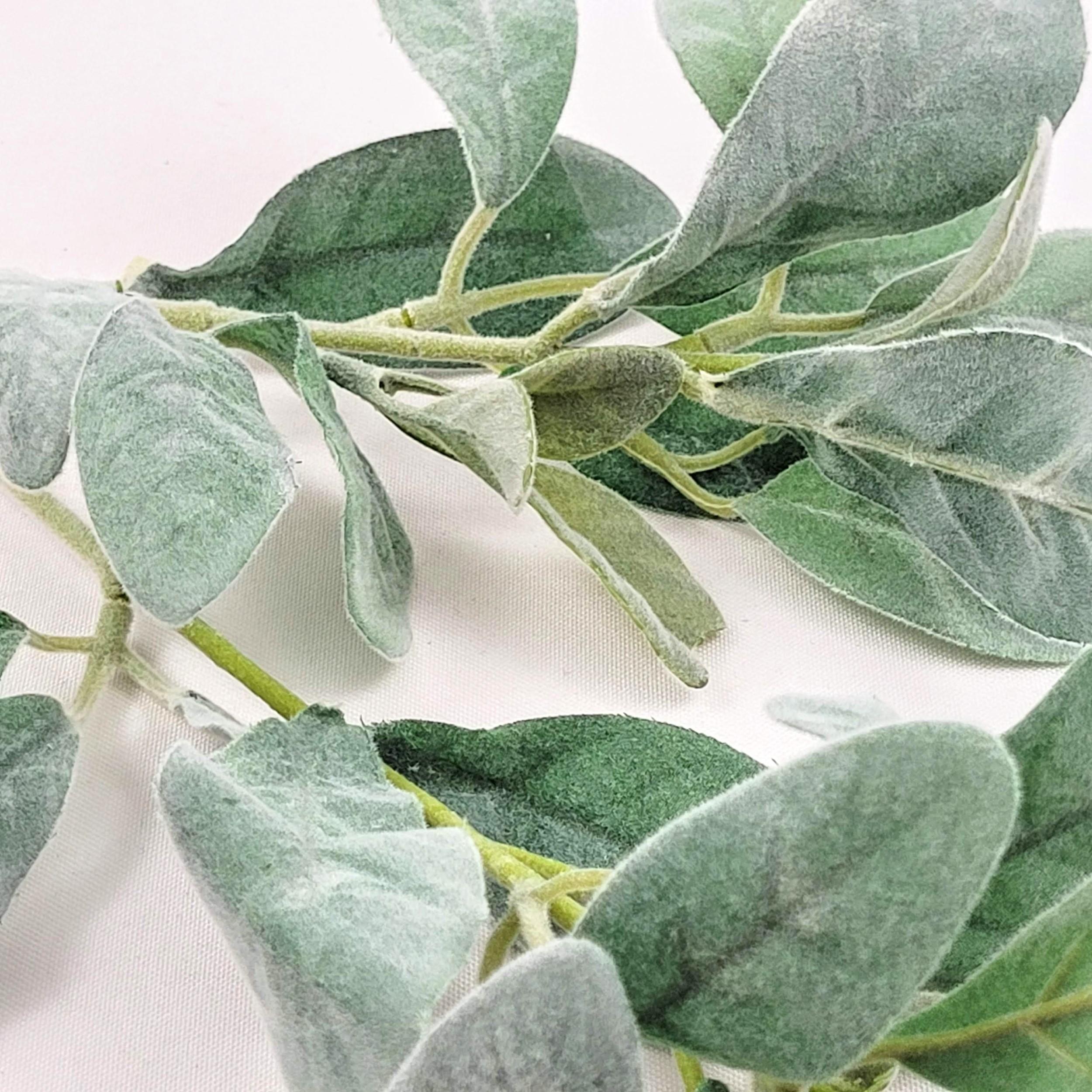 Miniatura Folha De Orelha De Cordeiro Flocada 73Cm Planta Artificial G