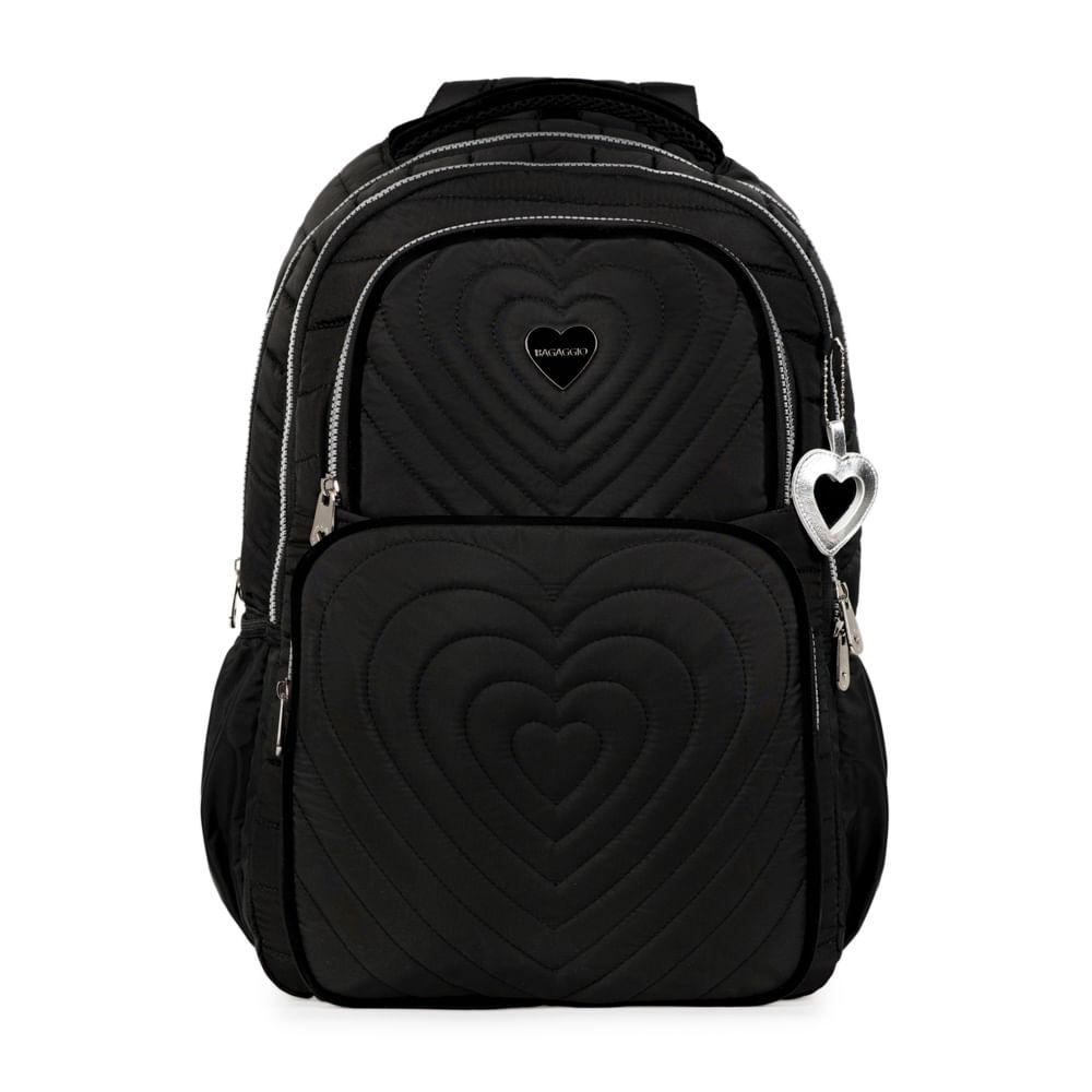 Miniatura Mochila Escolar Feminina Juvenil  BG Girl Preta Preto