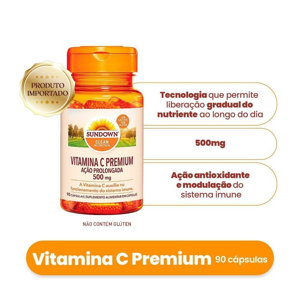 Miniatura Suplemento Alimentar Sundown Vitamina C Time Release 500mg 90 Cápsulas