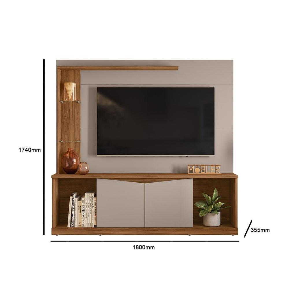 Miniatura Estante Home para Tv até 65 Polegadas 2 Portas Home Tucson 1.8 Cinamomo Mel/ Grigio Fosco