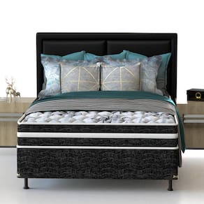Miniatura Cama Box de Casal Probel Guarda Costas Premium Extra Firme Espuma D20, 28 e 33 60x138x188cm - Branco/Preto