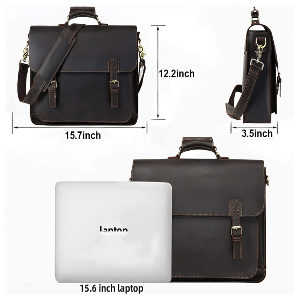 Miniatura Bolsa Maleta UBANT de Couro Unissex para Laptop , Marrom