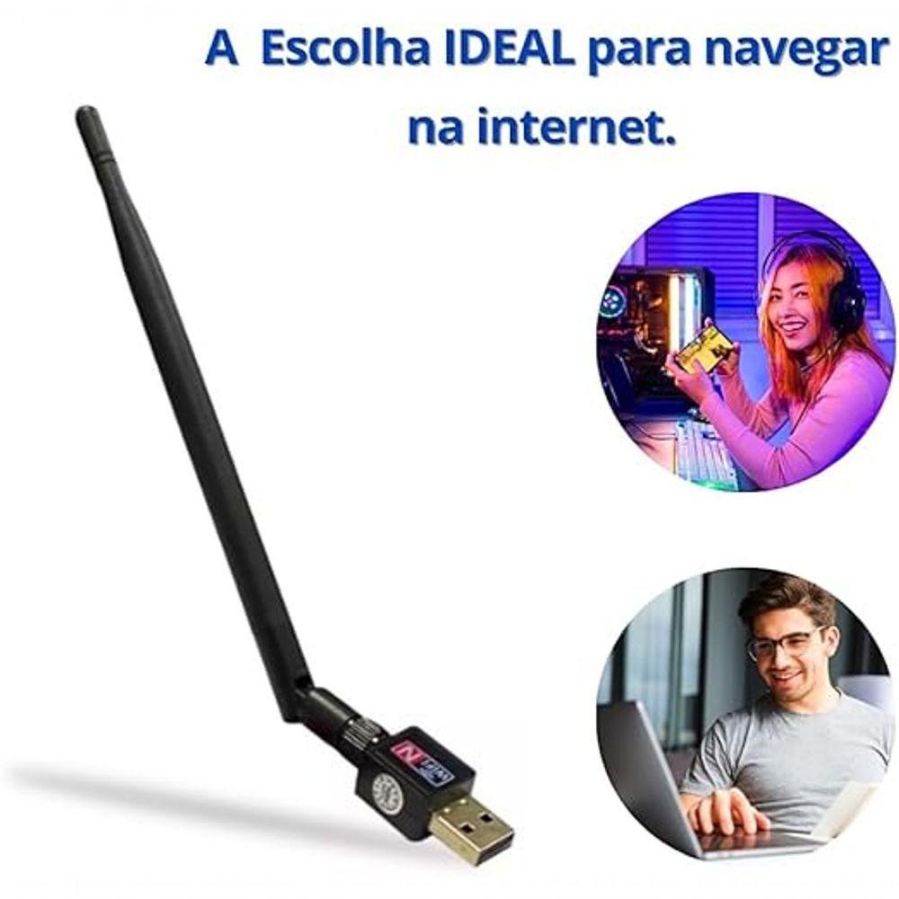 Miniatura Adaptador Usb Wireless Wi-fi Band 1.800mbps Rede 2462mhz-2.0 Ethernet Com Antena Para Computador