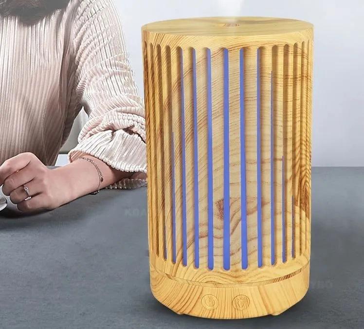 Miniatura Umidificador Aromatizador Ultra-Sônico Com 7 Cores De Led Bivolt - 100ml - Umidificador - Madeira - Ultra-sônico - Aromatizador