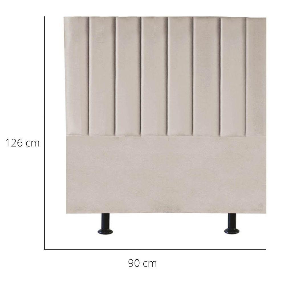 Miniatura Cabeceira Cama Box Solteiro 90 Cm Sophia Carla Veludo Bege