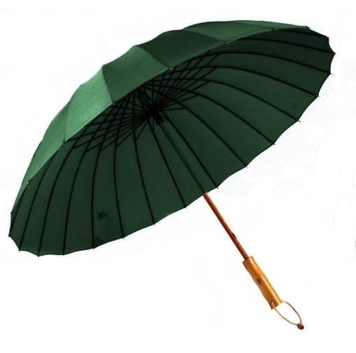 Miniatura Guarda Chuva Grande 24 Varetas Verde Cabo de Madeira