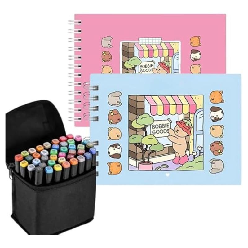 Miniatura Kit Colorir Bob Goods Livro Capa Dura 50 Páginas + Canetas